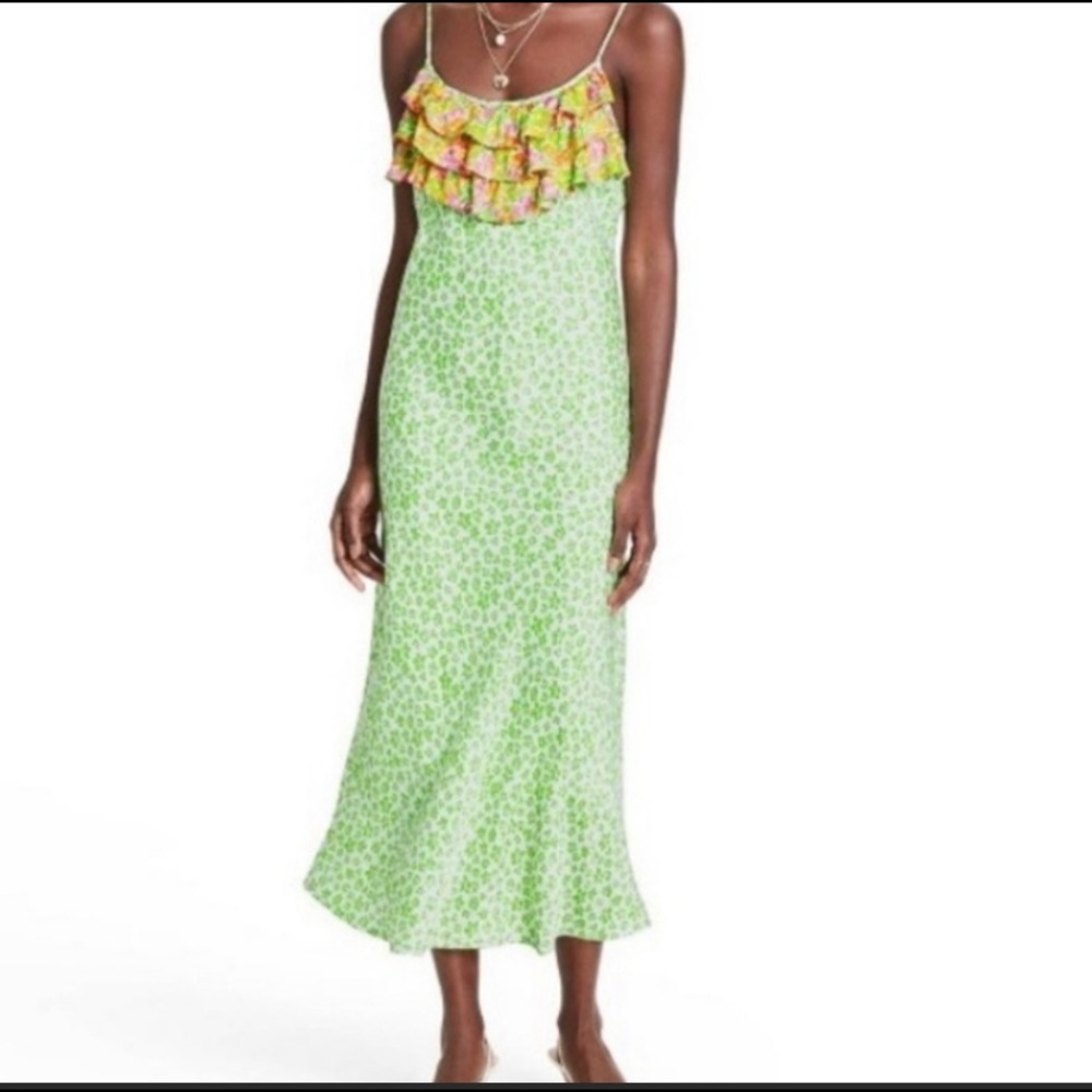 Green leopard print Rixo dress